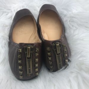 Gianni Bini spiked brown leather ballet flats 7.5